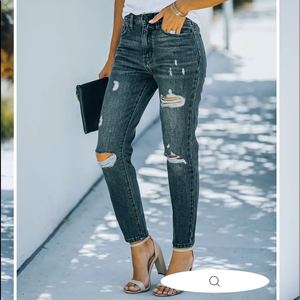 VICI-High Rise Distressed Denim-NWT - Picture 4 of 6